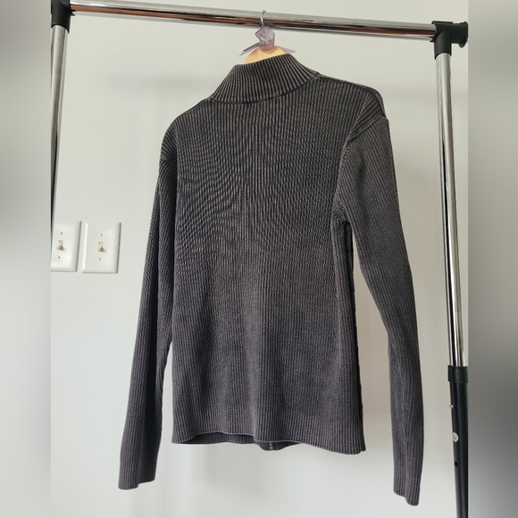 Y2K Charcoal Ribbed Knit Zip-Up - Picture 3 of 7